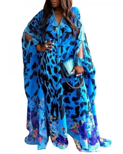 2021 African Print Dashiki Clothes Africain Boubou Femme Plus Size Women Dress Batwing Sleeve Ankara Dresses Girl Party Dress - Image 2