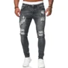 Streetwear Fashion Black Ripped Jeans Men Skinny Slim Fit Blue Hip Hop Denim Trousers Casual Jeans for Men Jogging jean homme - Image 3
