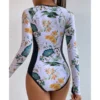 One-Piece Swimsuit For Sports Surfing Long Sleeve Swimwear 2024 New Women's Bodysuit Swimming Bathing Suit Beachwear Pool Bather - Image 2