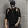 Men summer hollow out sexy half sleeve oversized t shirt rivet punk rock hip hop tee shirts nightclub DJ singer stage costume - Image 4