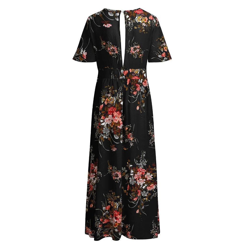 Floral Printed Short Sleeve Boho Maxi Dress Vintage Summer Plus Size Dresses For Women 5XL Elegant V Neck Sundress Vestidos - Image 6