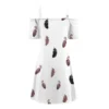 Feather Printed Short Sleeve Women Dress V-Neck Strap Open Back Zipper Dress For Women 2021 Fashion Plus Size Dresses For Women - Image 6