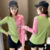 Spring Fall Korean Style Patchwork Blouse Chic Office Lady Color Blocking Irregular Button Elegant Women Shirt Tops New T15015A - Image 5