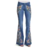 Spring Women Plus Size Multicolor Boho Floral Embroidery Long Flare Jeans 3XL 4XL Highstreet Wide Leg Bell-bottom Denim Pants - Image 5