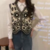 Women Vintage Hollow Out Crochet Crop Top Vest Embroidery Floral Sleeveless Jacket Cardigan Button Down Boho Hippie Casual New - Image 2