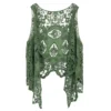 Jastie Hippie Froral Patch Design Vest Retro Vintage Crochet Summer Beach Cover Up Top Asymmetric Open Stitch Kimono Cardigain - Image 3