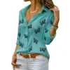Gentillove Women Long Sleeve Blouse Oversized Spring Autumn Turn Down Collar Loose Office Lady Casual Butterfly Printing Basic - Image 4