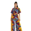 Two Pieces African Clothes for Women Sexy Boho Summer Ankara African Printing Top and Pant Robe Africaine Femme African Suit - Image 3