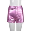 ANJAMANOR Sexy Hot Pink Metallic PU Leather Shorts Streetwear Fashion Clothes High Waist Shorts for Women Free Shipping - Image 5