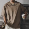 Summer New Casual Mens T Shirts Short Sleeve O Neck Loose Pullover Tops Men Fashion Letter Embroidery Design Vintage T-shirt Man - Image 2