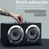 Wooden Outdoor Portable Subwoofer Bluetooth Speaker High Fidelity 3D Stereo Karaoke Music Center Boombox with TF Card/FM Box