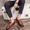 2022 Luxury Brand Penny Loafers Men Casual Shoes Slip On Leather Dress Shoes Big Size 38-47 Brogue Carving Loafer Driving Shoes - Image 4