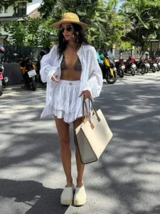 White Long Sleeved Shirt Jacket Shorts Sets Summer Female Stand Collar Single Breasted Suits Casual Vacation Casual Beachwear - Image 4
