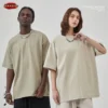 ZODF New 2024 Heavy Weight Summer Solid T Shirts For Men Unisex High Street Oversized 385gsm Cotton T-Shirt Streetwears HY0497 - Image 4