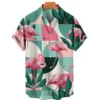 3D flamingo print men's shirt Hawaii loose breathable casual short-sleeve beach holiday - Image 4