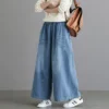 Mom Jeans Wide Leg Pant Women Pants High Waist Jean Baggy Clothes Korean Fashion Women's Clothing 2023 Streetwear Y2k Urban Warm - Image 3