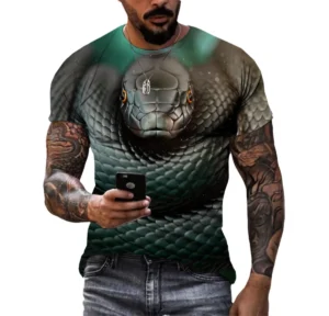 Summer Quick-drying Men's T-shirt Animal Python Pattern 3d Printed Hip Hop Alternative Personality Crewneck Loose Short Sleeve - Image 2