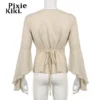 PixieKiki Fairy Gurnge Y2k Western Shirts Woman Flared Long Sleeve V Neck Tops Vintage Boho Earthy Hippie Clothes P67-CI15 - Image 5