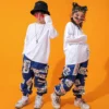 Kids Cool Fashion Ballroom Hip Hop Dancing Outfits Tshirt Cargo Dancing Pants Boys Girls Loose Jazz Dance Wear Costumes Clothes - Image 2