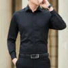 New Plus Size 6XL 7XL 8XL Men Solid Color Business Shirt Fashion Classic Basic Casual Slim White Long Sleeve Shirt Brand Clothes - Image 3