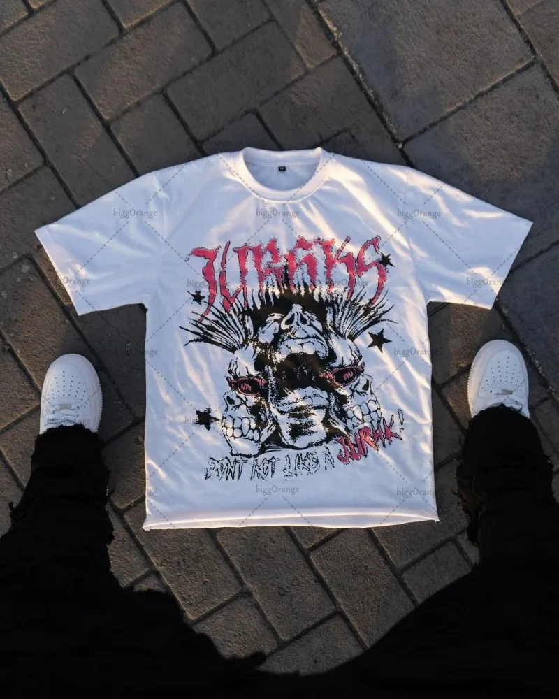 2024 European and American Street Fashion Shirts Men Y2k Anime Print Oversized Short-sleeved Tops Loose Casual T-shirts Women