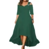L-5XL Summer Fashion Elegant Long Dress Plus Size Women Clothing Solid Halter Short Sleeve Irregular Casual Dress Dropshipping - Image 5