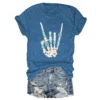 Rheaclots Western Rock On Skeleton Printed Round Neck Short Sleeve T-Shirt - Image 4