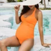 Maternity Swimwear Pregnancy Women One Piece Swimsuit Premama Backless Bodysuit Solid Bathing Suit Plus Size Pregnant Monokinis - Image 5