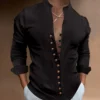 2024 New Men's Linen Long Sleeve Shirt Solid Color Slim Business Casual Shirt Long Sleeve Cotton Linen Shirt Oversize S-3XL - Image 6