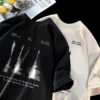 Hip Hop Street Men's T-Shirt Reflection Print Short Sleeve T-Shirt Gothic Style Loose Male Round Neck T-Shirt Couple Tops - Image 2