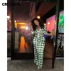 CM.YAYA Chic Plaid Women's Set Long Sleeve Oversized Shirt and Wide Leg Pants 2023 Summer Two 2 Piece Set Outfits Tracksuit - Image 4