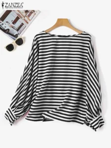 2024 ZANZEA Fashion Women Striped Blouse Spring Long Sleeve Work Shirt Casual Loose OL Work Tops Female Party Holiday Blusas - Image 3