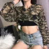 Women's Camouflage T-shirts Fashion Summer Camo Short Tshirts Cotton Slim Fit Long Sleeve Tops Tees Clothes HH243 - Image 2