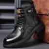 Italian Men Round Toe Shoes New In Casual Genuine Leather Outdoor Platform Walking Ankle Boots Fashion Designer Luxury Boots - Image 4