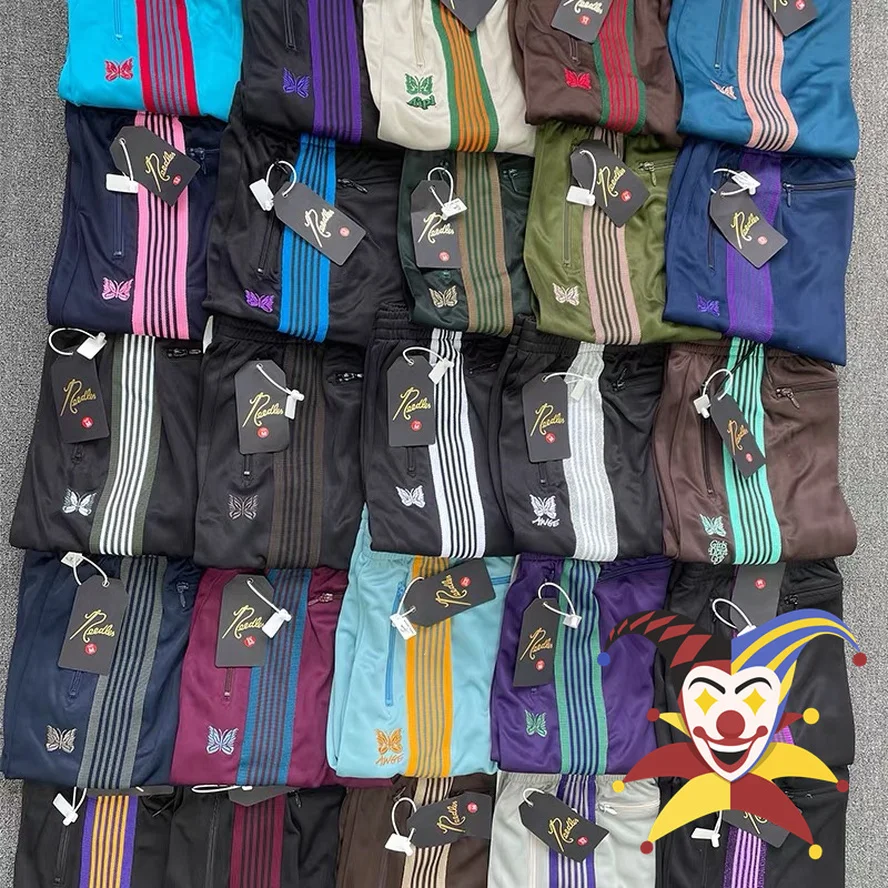 New AWGE Needles Sweatpants Men Women 1:1 Best Quality Embroidered Butterfly Stripe Needles Pants Trousers