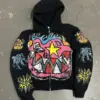 American Gothic trendy letter pattern printed oversized hoodie men's Y2K fashion Harajuku all-match loose zipper sweatshirt