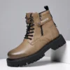 Autumn Winter High Top Boots for Men Fashion Casual Cow Leather Casual Shoes Male New Designer Ankle Botas Militares Hombre - Image 4