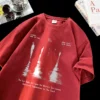 Hip Hop Street Men's T-Shirt Reflection Print Short Sleeve T-Shirt Gothic Style Loose Male Round Neck T-Shirt Couple Tops - Image 5