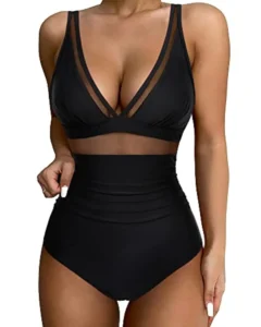 One Piece High Waist Women's Swimsuit 2024 New Swimwear Ribbed Bikini Sexy Colorblock Bikini Set High Cut Bathing Suit Women - Image 3