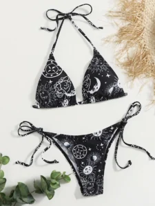 sexy gothic black triangle micro mini bikini set separate high waist thong Swimwear Biquini conjunto de bikini tankini beachwear - Image 5