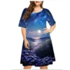 6XL Plus Size Summer Dresses For Women Clothes Plant Flower Print Short Sleeve Loose Dress Casual Retro O-Neck Sundress Vestidos - Image 3