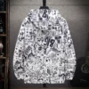 2024 Retro Men's Korean Style Hooded Personality Windbreaker Spring and Autumn Fashion Trend Printing Jacket Sunscreen Clothing - Image 5