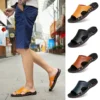 Genuine Leather Slippers Men Big Size 48 47 Slip on Casual Shoes Summer Breathable Outdoor Mens Slides Comfortable Beach Sandals - Image 6