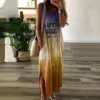 Women Dresses Fashion Boho V Neck Sleeveless Gradient Color HIPPIE SOUL Pockets Long Loose Dress платья для женщин Summer 2021 - Image 4