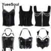 Gothic Crop Tops Black Spaghetti Strap Mesh Slim Corset Tops 2024 New Goth Punk Grunge Fairy Core Sexy Y2K Halloween Clothing - Image 4