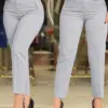 Elegant High Waist Cropped Work Pants for Women Black All-Match Daily Office Formal Wear Fashion Women's Trousers OL