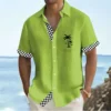Men's summer 3D printed coconut tree casual outfit with daily Hawaiian lapel short sleeved shirt - Image 5
