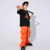 Ballroom Kids Hip Hop Clothing Oversize T Shirt Orange Casual Cargo Pants for Girl Boy Jazz Street Wear Dance Costume Clothes - Image 5