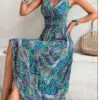 Summer Boho Dress Women Fahsion Sleeveless Print Beach Party Dresses Elegant Casual Holiday Female Dress For Women Robe Femme