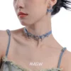 MASW Original Design Hip Hop Cool Style Star Heart Charm Blue Cord Choker Necklace For Women Girl Gift Fine Accessories - Image 2